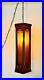 Vintage Large Hexagonal Wood With Amber Panels Hanging Swag Lamp 25