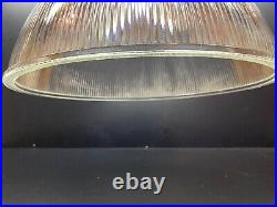 Vintage Large Industrial Holophane Prismatic Ribbed Pendant Light 15 Diameter