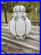 Vintage Large Iron Caged Venetian Frosted Glass Hanging Lamp Shade 15