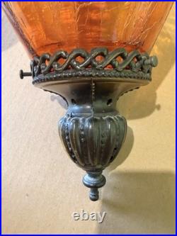 Vintage Large MCM amber Glass Hanging Swag Lamp withdiffuser 1960-70s 24 (60cm)