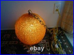 Vintage Large Orange Spaghetti Spun Lucite Swag Lamp Hanging Large 12 PRISTINE