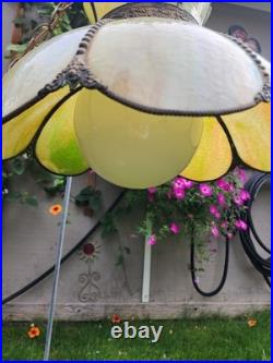 Vintage Large Slag Glass Tulip Hanging Lamp