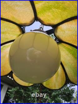 Vintage Large Slag Glass Tulip Hanging Lamp