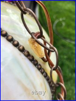 Vintage Large Slag Glass Tulip Hanging Lamp