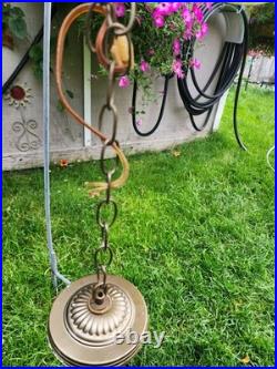 Vintage Large Slag Glass Tulip Hanging Lamp