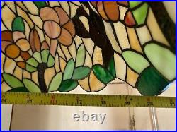 Vintage Large Stain Glass Hanging Ceiling Fixture Lamp Chandelier