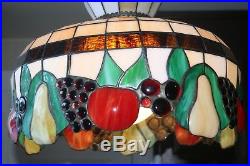 Vintage Large Tiffany Style Stained Glass Hanging Lamp Chandelier Light Fixture