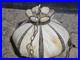 Vintage Large Tulip Honey Slag Glass Hanging Lamp Functional Ornate floral brass