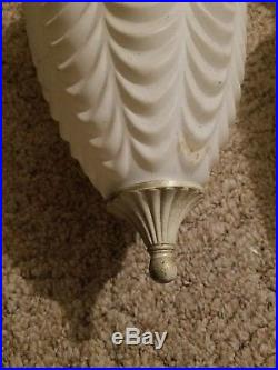 Vintage Large White DECO Shade Swag Hanging Lamp Light Globe Drape Design #2
