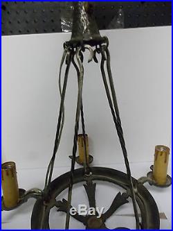 Vintage Levolite Cast Iron 5 Candle Hanging Chandelier Lamp C323