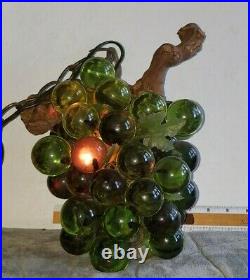 Vintage Lucite Acrylic Grape Cluster Hanging Swag Light Large Working Cond