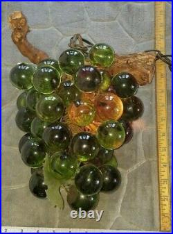 Vintage Lucite Acrylic Grape Cluster Hanging Swag Light Large Working Cond