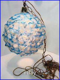 Vintage Lucite Mid Century Hanging Ribbon Lamp Light Blue/Clear Retro