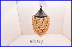 Vintage Lucite Swag Light Hanging Beehive Grapes Ceiling Lamp 10.25