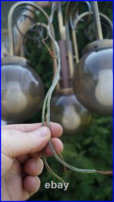 Vintage MCM 5 LIGHT Hanging Pendant Swag Lamp / Light WROUGHT IRON ACCENTS