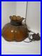 Vintage MCM Amber Carmel 8 Panel Hanging Slag Glass Light 11 x 18 withglobe