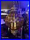 Vintage MCM Amber Glass/Brass Bubble Pendant Hanging Lamp/Light