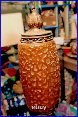 Vintage MCM Amber Glass Swag Light Lamp Pendant Optic Design Circa 1970