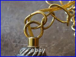 Vintage MCM Amber Glass Swag Light Lamp Pendant Optic Design Refurbished Wiring