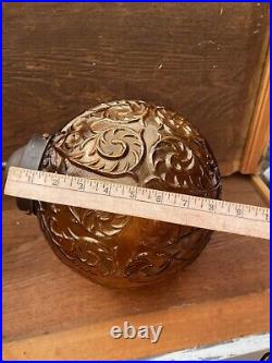 Vintage MCM Amber Globe Hanging Swag Lamp with Long Chain Tested And Working