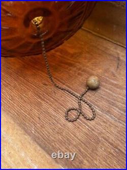 Vintage MCM Amber Globe Hanging Swag Lamp with Long Chain Tested And Working