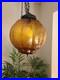 Vintage MCM Amber Textured Glass Hanging Swag Lamp Hollywood Regency