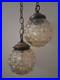 Vintage MCM Bubble Glass Swag Hanging Lamp Set