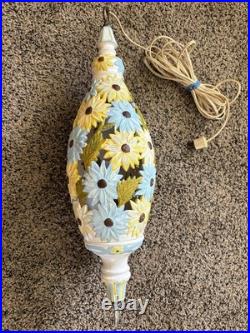 Vintage MCM Ceramic Sunflower Pendant Swag Hanging Lamp Italian Style 23