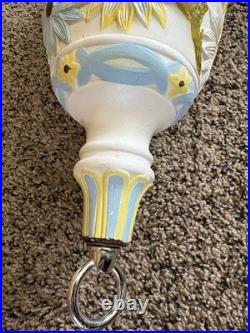 Vintage MCM Ceramic Sunflower Pendant Swag Hanging Lamp Italian Style 23