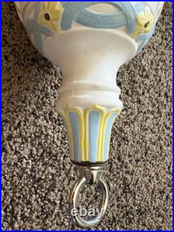 Vintage MCM Ceramic Sunflower Pendant Swag Hanging Lamp Italian Style 23