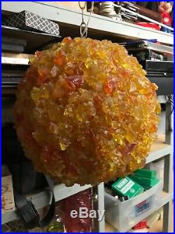 Vintage MCM Chunky Rock Candy Lucite Resin Swag Lamp Hanging Light