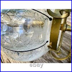 Vintage MCM Clear Blown Glass Caged Style Swag/Hanging Lamp/light