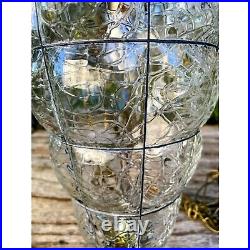 Vintage MCM Clear Blown Glass Caged Style Swag/Hanging Lamp/light