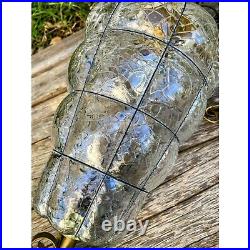 Vintage MCM Clear Blown Glass Caged Style Swag/Hanging Lamp/light