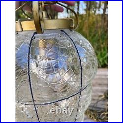 Vintage MCM Clear Blown Glass Caged Style Swag/Hanging Lamp/light