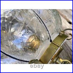 Vintage MCM Clear Blown Glass Caged Style Swag/Hanging Lamp/light