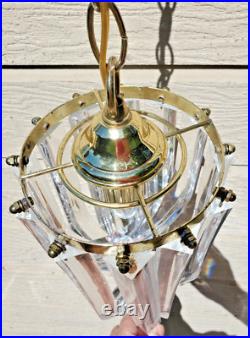 Vintage MCM Clear Lucite Ribbon Loop Hanging Swag Lamp Chandelier Works