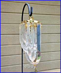 Vintage MCM Clear Lucite Ribbon Loop Hanging Swag Lamp Chandelier Works