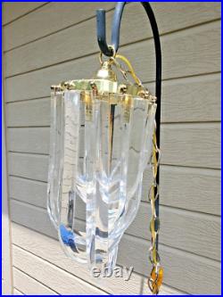 Vintage MCM Clear Lucite Ribbon Loop Hanging Swag Lamp Chandelier Works