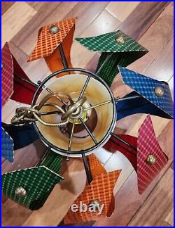 Vintage MCM Colorful Paneled Swag Lamp