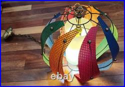 Vintage MCM Colorful Paneled Swag Lamp