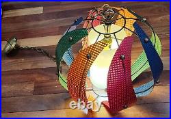 Vintage MCM Colorful Paneled Swag Lamp