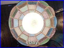 Vintage MCM Colorful Stain Lucite Swag Lamp Tiffany Style Pub Lamp 16