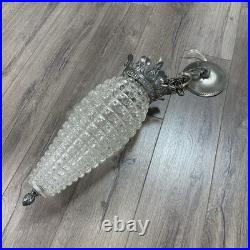 Vintage MCM Column Glass Hanging Light Swag Lamp Retro Underwriters Laboratories