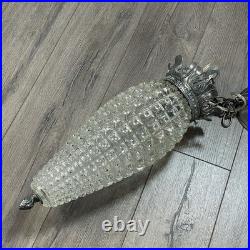 Vintage MCM Column Glass Hanging Light Swag Lamp Retro Underwriters Laboratories