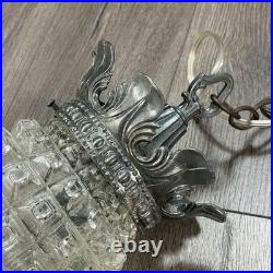 Vintage MCM Column Glass Hanging Light Swag Lamp Retro Underwriters Laboratories