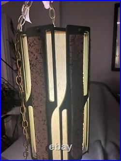 Vintage MCM Cork Hanging Pendant Light Large, Original Piece, 19 Vintage MCM Cork Hanging Pendant Light Large, Original Piece, 19