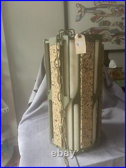 Vintage MCM Cork Hanging Pendant Light Large, Original Piece, 19