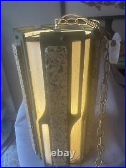 Vintage MCM Cork Hanging Pendant Light Large, Original Piece, 19