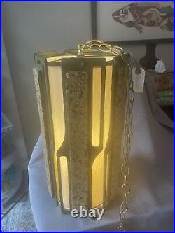 Vintage MCM Cork Hanging Pendant Light Large, Original Piece, 19